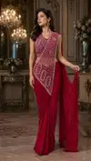 Ready To Wear Saree Imported Lycra Beads Work Readymade Saree